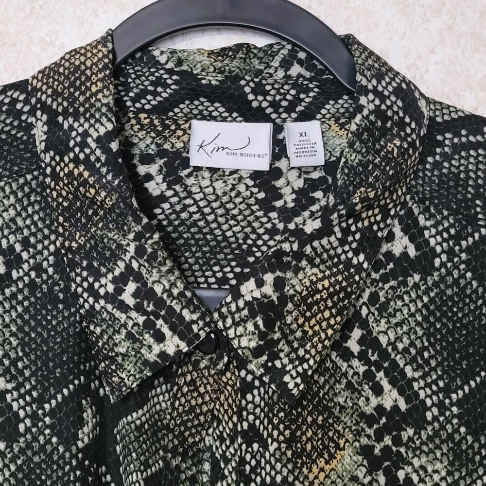 Snake Print Snakeskin Blouse Kim Rogers Size XL